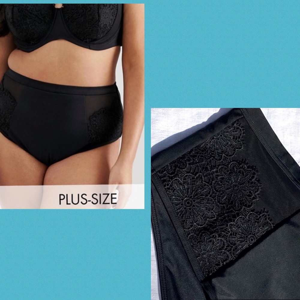 NEW ASOS Lace Paneled Bikini Bottoms Briefs Black